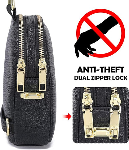 INICAT Small Anti Theft Crossbody Bags for Women, Vegan Leather Sling Cross Body Purse Travel Essentials Teen Girl Gifts