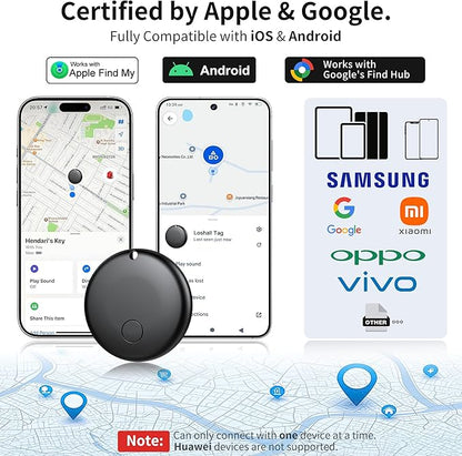 Air Tracker Tag for Android & iOS,Smart Tags-4 Pack,Dual System Bluetooth Luggage Tracker Works via Apple Find My or Google Find Hub,Item Finder for Backpack,Key,Travel & Commute (White/Black, 4 Pack)