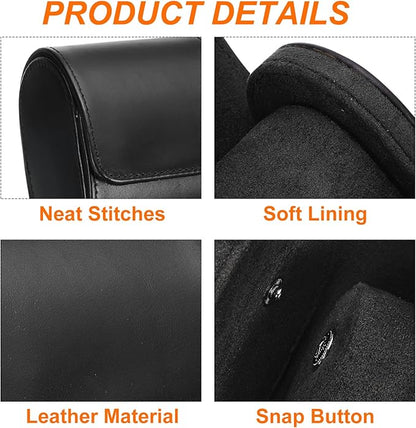 HARFINGTON Watch Roll Travel Case 3 Slot Portable Leather Watch Case for Men and Women, Watches Storage Organizer with Removable Pillows for Traveling, Display, Home Storage, Dark Black
