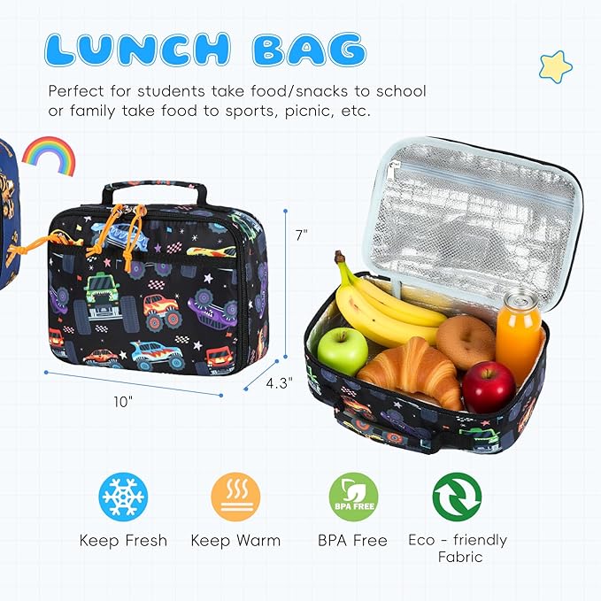 CAMTOP Backpack for Kids, Boys Girls Preschool Backpacks with Lunch Box Toddler Kindergarten School Bookbag Set