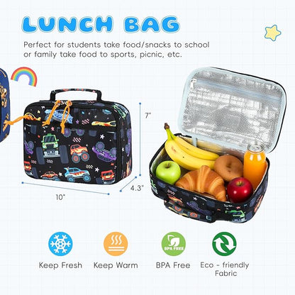 CAMTOP Backpack for Kids, Boys Girls Preschool Backpacks with Lunch Box Toddler Kindergarten School Bookbag Set