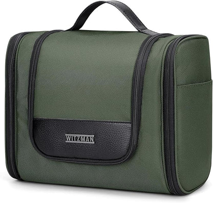 WITZMAN Toiletry Bag for Men Women Large Hanging Multi-organization Bathroom Bag Water-resistant Dopp Kit Shaving Bag Men(B690 Army Green)
