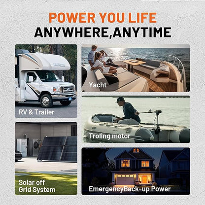 48V 310Ah (4 Pack 12V 310Ah) LiFePO4 Lithium Battery – Max. 3968Wh, 15000+ Deep Cycle Battery with 100A BMS, Low-Temp Cutoff | A+ Grade Cells for Marine, Trolling Motor, Off-Grid Home Energy Storage