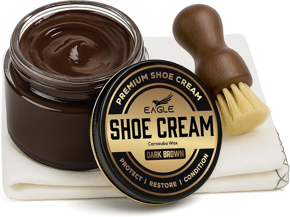 Eagle Shoe Cream Polish Kit – 3 Piece Boot & Shoe Polish with Shoe Cream, Shine Cloth & Applicator