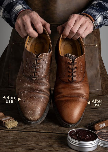 Leather Shoe Polish Kit For Men - 13 PC Shoe Shine Kit, Leather Boot Care, Shoe Care Kit As Birthday Anniversary Gift For Cool Men Women Him Her Friend Parent Husband