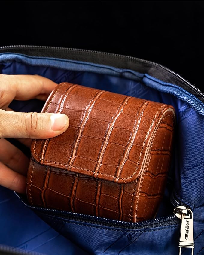 MR.OKAY Single Watch Travel Case-Classic Leather Watch Case With Superb Texture.(Portable Watch Roll Or Organizer For Storage And Display).Festival Gift For Men, All Handcrafted By Artisans.