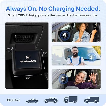 Real-Time OBD2 GPS Car Tracker – $12/Month with 1 Prepaid Year – Plug & Play Device for Families, Teens & Businesses with Trip History, Driving Alerts & GeoFence – Accurate, Easy Setup