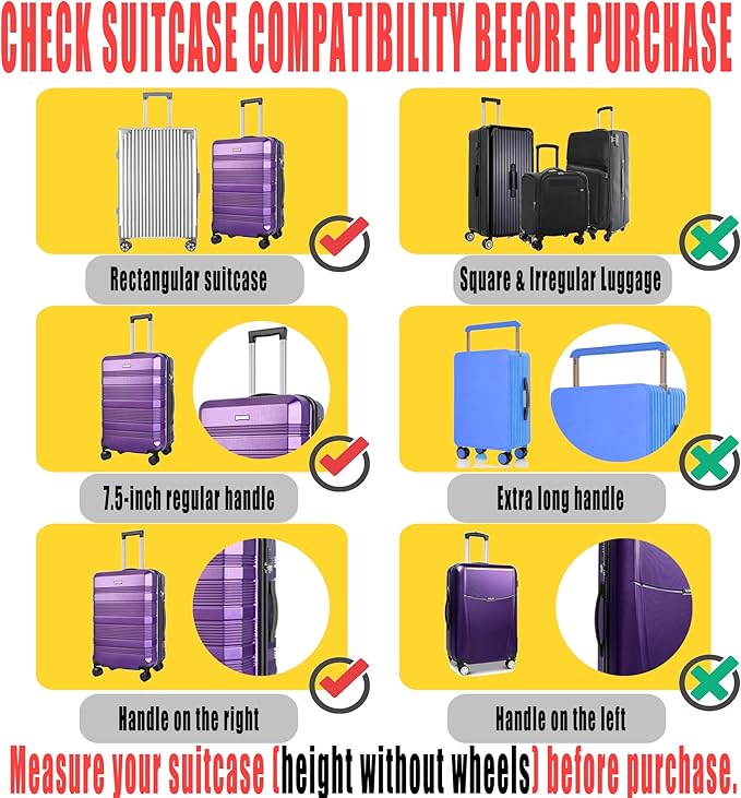 Clear PVC Luggage Cover 3 Piece Set, 0.2mm Thick Lightweight Waterproof, Dustproof, Anti-Scratch Suitcase Cover Set, Luggage Covers for Suitcase TSA Approved, Fits 19"-29" Wheeled Luggage