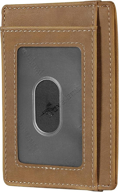 Travelambo Slim Wallet Front Pocket Minimalist Leather RFID Blocking Medium Size