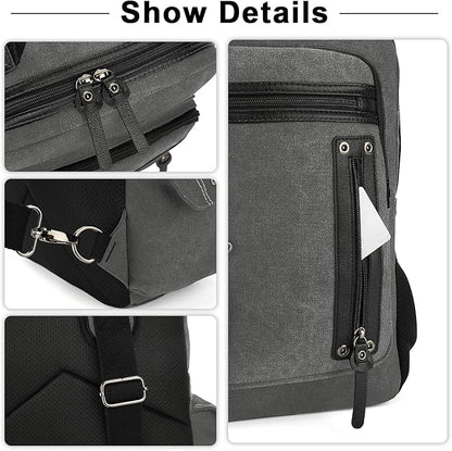 Vintage Messenger Bag, Canvas Backpack for Travel, Men's Shoulder Bag, Dual-use Bag for Hand Carry and Crossbody Carry