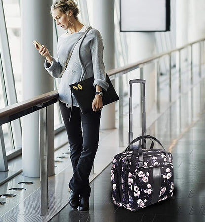 KROSER Rolling Laptop Bag Premium Rolling Laptop Briefcase Computer Bag Fits Up to 15.6 Inch Laptop Overnight Bag with RFID Pockets for Travel/Business/Women