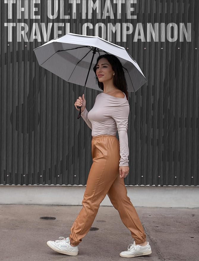 REPEL Windproof Travel Umbrella - Compact & Withstands Winds up to 85MPH , Strongest Premium Auto Folding Umbrella for Rain and Sun - Durable, Light & Portable for Women & Men , Fits Backpack & Cars