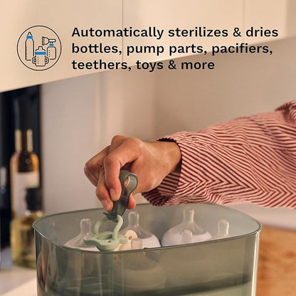 Baby Brezza Bottle Sterilizer and Dryer Advanced – 33% Faster - Largest Capacity Steam Sanitizer - Universal Sterilization Machine for All Bottles + Pump Parts - HEPA Air Filter, Black