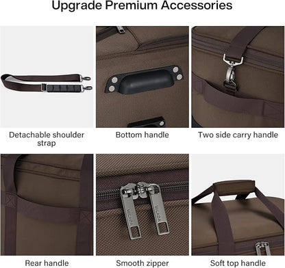 MILADA Expandable Luggage Bags for Travel Foldable Suitcase with Wheels Collapsible Rolling Travel Duffle Bag Lightweight Large Suitcases without Telescoping Handle, Coffee