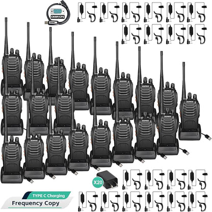 BAOFENG Radio BF-888S Walkie Talkies Long Range Rechargeable Two Way Radios with Flashlight, Type-C Charging Li-ion Battery, Frequency Copy, VOX Handsfree, for Cruise Hiking Camping Family, 20 Pack
