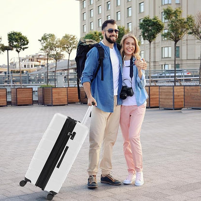 Sweetcrispy Carry on Luggage, Hard Shell ABS Suitcase with Double Spinner Wheels, Lightweight Expandable Rolling Suit Case with TSA Lock, 21 Inch Cream White
