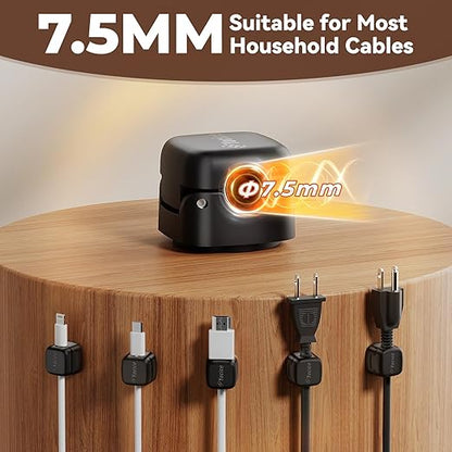 6 Pack Rotatable Cord Organizer,Spring Cable Clips Desk Cable Management Cord Holder Adhesive Phone Charger Cord Clips for Home Office Car Wall Nightstand Accessories Black