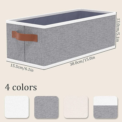 OUTBROS Storage Bins, Foldable Baskets for Organizing, Fabric Boxes With Handles, For bedrooms, living rooms, Shelves, Grey, 15 x 6.1 x 5.1 inch, 6-Pack