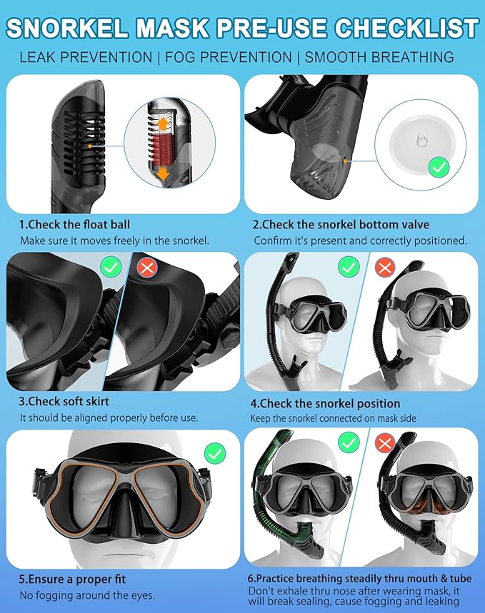 Greatever Dry Snorkel Set,Panoramic Wide View,Anti-Fog Scuba Diving Mask,Professional Snorkeling Gear
