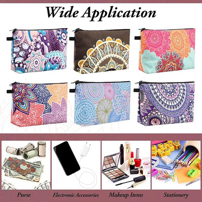 Dunzy 20 Pcs Makeup Bags Bulk Graduation Gift Cosmetic Bag Makeup with Zipper Pouch Waterproof Portable Travel Toiletry for Women Teacher Birthday Thanksgiving Christmas Gifts(Mandala)
