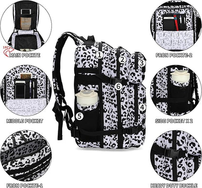 25L Tactical Backpack for Men and Women Small Military Tactical Backpack Heavy Duty Molle Assault Pack Daypack for Hiking Camping Travel Work Gym Outdoors (Leopard)