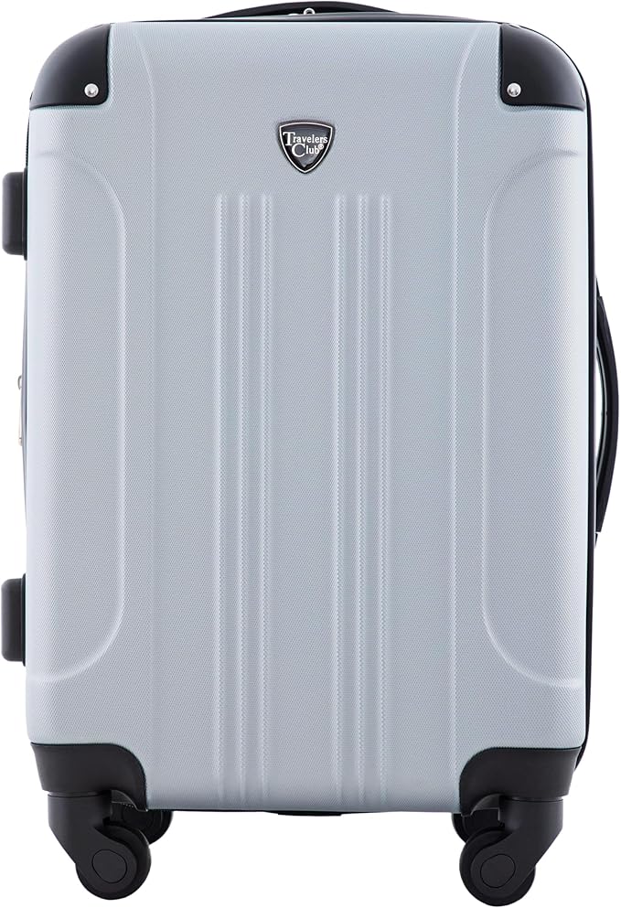 Travelers Club Chicago Hardside Expandable Spinner Luggage, Silver, 20" Carry-On