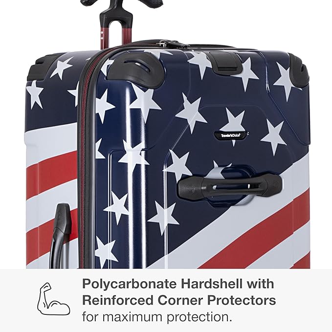 Traveler's Choice Maxporter II 30" Hardside Spinner Trunk Luggage, TSA Lock, American Flag