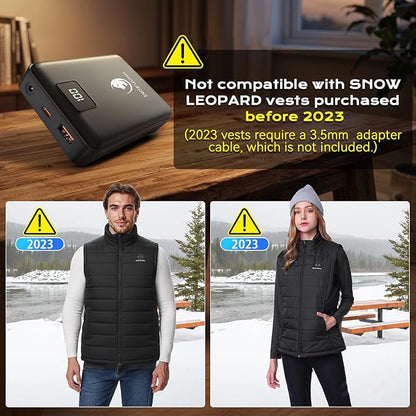 SNOW LEOPARD Heated Vest Battery Pack 7.4v 16000mah Power Bank for Heated Jacket with LED Display Battery Pack for Heating Vest with Dc/USB/Type-C Output for Heated Blanket Clothing for Men Women