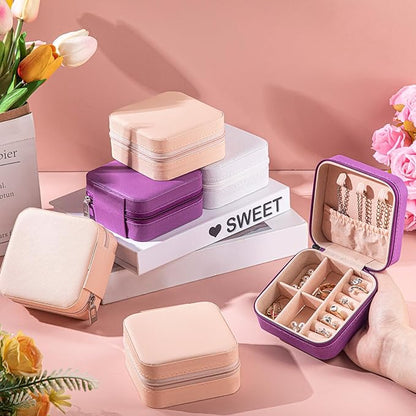 Batiyeer 50 Pcs Small Jewelry Travel Case Bulk Mini Jewelry Box Wedding Bridesmaid Proposal Return Gift for Pooja(White Pink Purple)