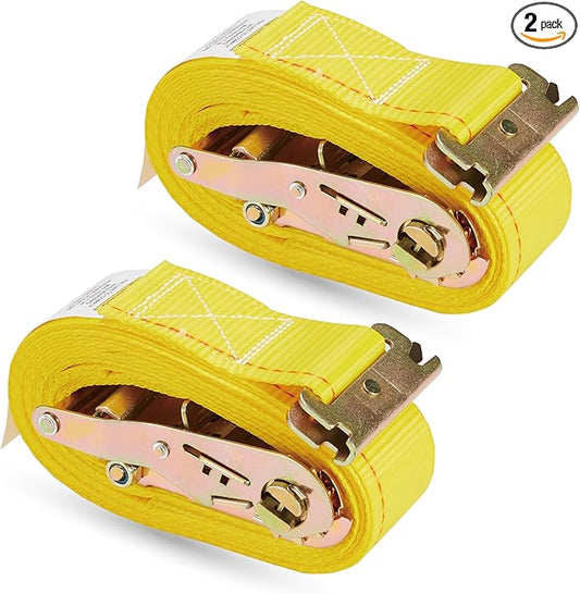 2 Pack E-Track Ratchet Straps 2" x 12' x 4,400 Strength for Cargo Tie Down in Enclosed Trailer & Van by KODIAK STRAPS