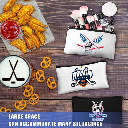 20 Pcs Christmas Hockey Gifts Inspirational Makeup Bag for Women Hockey Lovers Players Ice Gifts Bags Cosmetic Travel Pouch for Women Mom Athletics Birthday