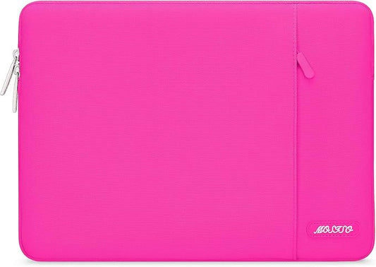 MOSISO Laptop Case 16 inch, 15-15.6 inch Laptop Sleeve Compatible with MacBook Pro 16 M4 M3 M2 M1, HP Acer Dell Lenovo ASUS Notebook, Polyester Vertical Computer Sleeve Bag with Pocket, Bright Rose