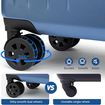 KYME Carry on luggage 22x14x9 Airline Approved Suitcase Hardshell With Double Spinner Wheels, PC+ABS TSA Lock Travel Luggage (Royalblue, 20" Carry On)