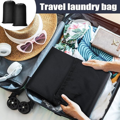 20 Pcs Laundry Bag Washable Travel Laundry Bags with Drawstring Lock Closure Large Heavy Duty for Camping Tent Blankets Dirty Clothes Yarn Fabric Storage, Multi Use(Black Color)