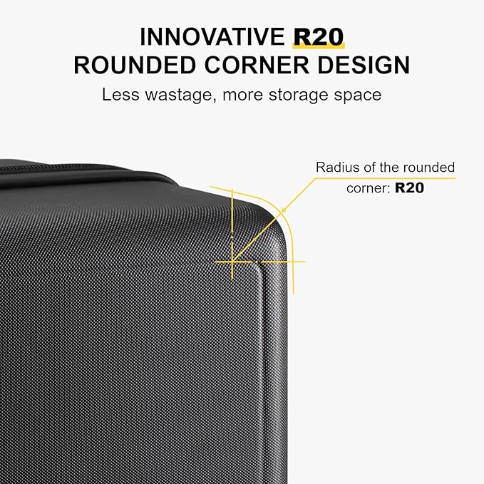 LEVEL8 Luggage Sets 3 Piece, 20 Inch Carry on, 24&28 Checked Hardshell Suitcases Set, Lightweight Luminous Textured Large Luggages with Spinner Wheels Tsa Lock, 3-Piece Set (20/24/28), Black