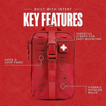 MY MEDIC MyFAK Standard Ifak First Aid Kit - 132 Life Saving Trauma and Medical Items - HSA FSA Survival Kit for Camping or Your Car - RED