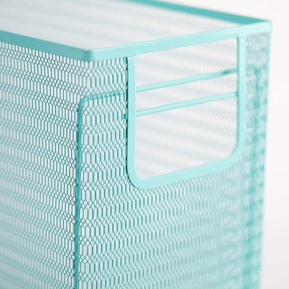 BLU MONACO Aqua Desk Organizer Set | 5-Piece Metal Office Supplies Set with Hanging File Organizer, Magazine Holder, Pen Cup, Sticky Note Holder & Letter Sorter | Cute Aqua Desk Accessories for Women