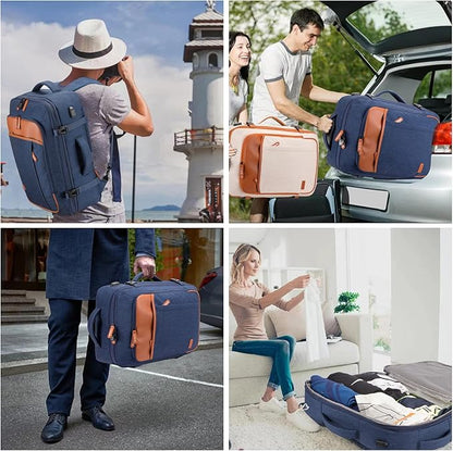 Lumesner Carry on Travel Backpacks, Extra Large 40L Flight Approved for Men & Women,Expandable Suitcase backpack (Blue (Backpack With 4 Packing Cubes))