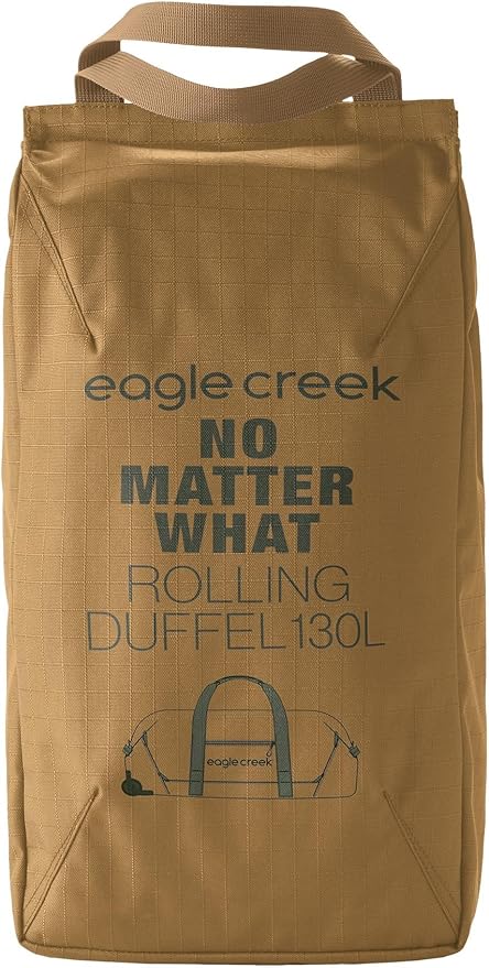 Eagle Creek No Matter What Rolling Duffel - Durable Rolling Bag for Travel - Adjustable Shoulder Strap - Heavy Duty Wheels - Lockable Zippers - Multiple Carry Options - 130L - Safari Brown
