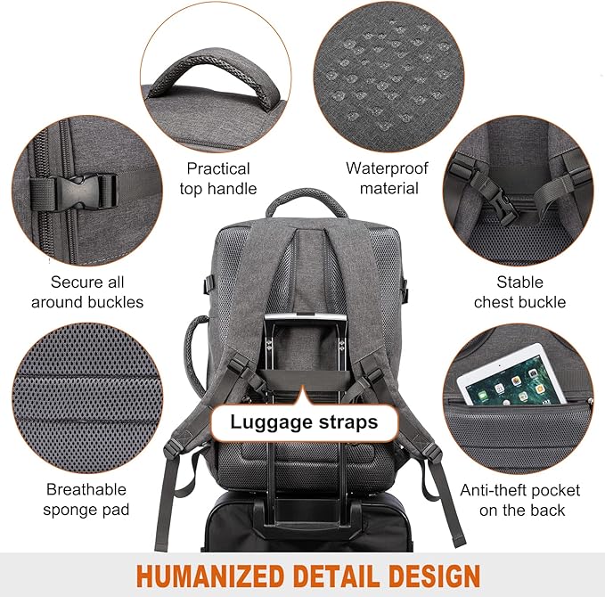 LOVEVOOK Carry on Backpack, 45L Large Travel Backpack for Women Men Airline Approved, Expandable Large Suitcase Backpacks With 4 Packing Cubes, Aer Travel Pack 3, Water Resistant Weekender Bag
