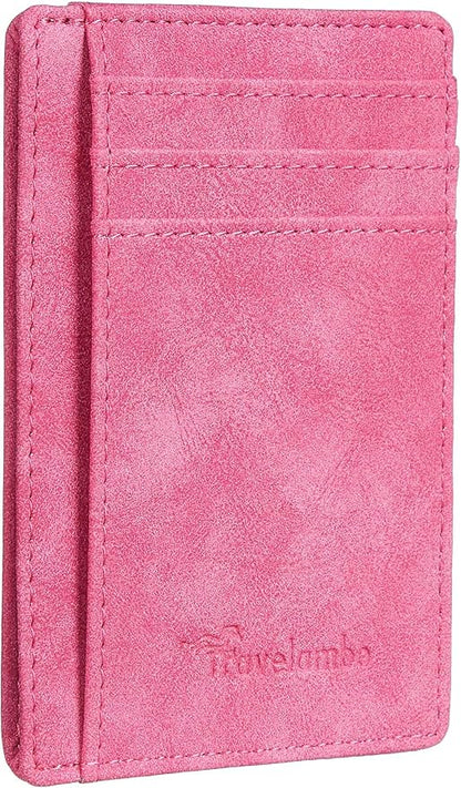 Travelambo Slim Wallet Front Pocket Minimalist Leather RFID Blocking Medium Size