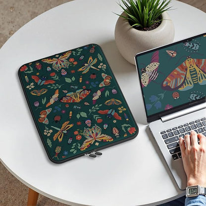 iCasso Laptop sleeve 13 inch for MacBook Air 13-13.6 inch, Cute Laptop case for Macbook Pro 13 inch, Slim Protective Travel Carrying Case for MacBook Pro 14 inch, Chromebook, HP, Dell, Green Butterfly