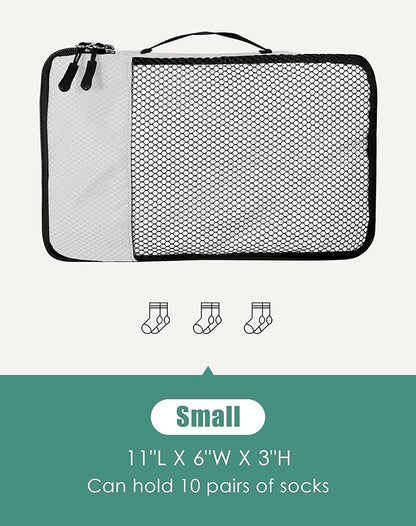 4-Piece Packing Cubes Travel Accessories Set for Suitcases - Luggage Organizer Bags with Double Zipper - Mesh Top - Small - Beige