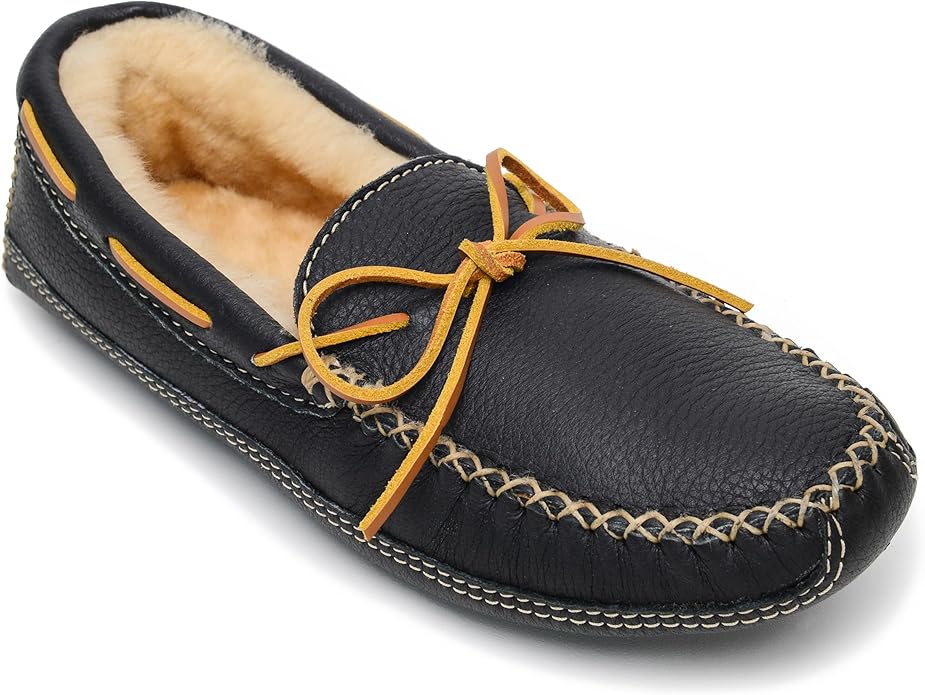 Minnetonka Men's Sheepskin-Lined Moose Slippers