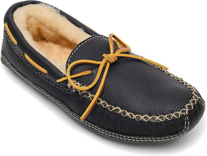 Minnetonka Men's Sheepskin-Lined Moose Slippers