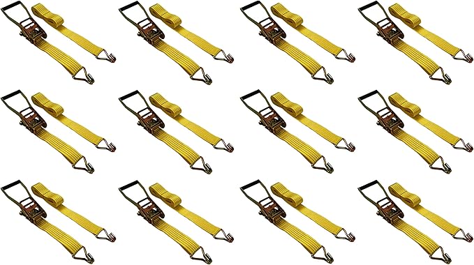 12 Pack 2" x15' Ratchet Strap Tie Down 5000LB J Hook