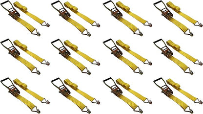 12 Pack 2" x15' Ratchet Strap Tie Down 5000LB J Hook