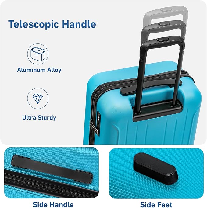 KYME 24-Inch Medium Luggage with Dual 360° Spinner Wheels Hardshell Checked TSA Approved Suitcase for Lightweight Travel (Ocean Blue, 24" Checked)