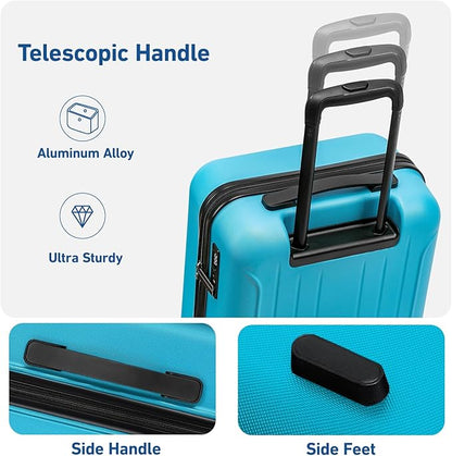 KYME Luggage Sets 2 Piece Hardshell 20"/24" Suitcase with Double Spinner Wheels Hardside Suitcases Sets with TSA Lock PC+ABS Travel Luggage (Ocean Blue, 2Pcs Set(20"/24"))