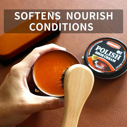 Black Brown Shoe Polish Kit Saddle Soap Mink Oil Leather Boot Shoe Shine Kit Conditioner Cream Wax Care Clearner Set